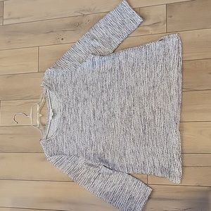 LOFT Outlet Black & White Textured 3/4 Sleeve Knit Top - Size Large